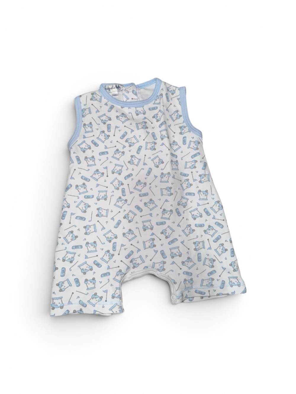 Magnolia Baby Golf Print Romper 9M Blue Sleeveless One Piece Preppy Baby Outfit